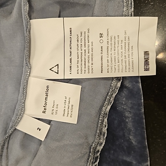 💕REFORMATION💕 Lorraine Cold Shoulder Velvet Mini Dress ~ Rain 2 NWOT - Picture 16 of 16